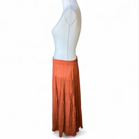 French gear vintage burnt orange boho maxi skirt whimsigoth fall hippie pockets - Picture 4 of 9